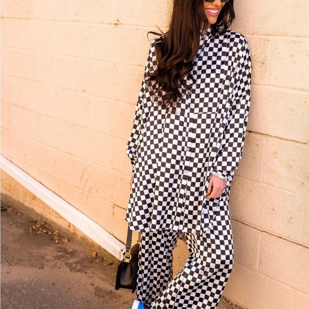 Dressed in LALA Satin Checkered Playsuit